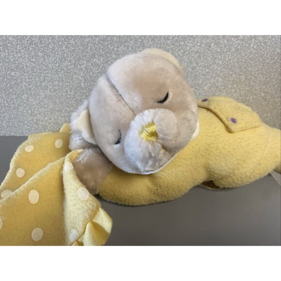 Goffa Sleeping Stuffed Plush Teddy Bear Cream W/Yellow Pajamas Prays works - Picture 2 of 10